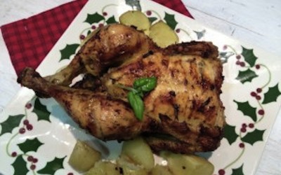 Chicken Baked with mustard, garlic and Basil