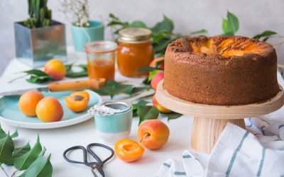 Cake without gluten and lactose of apricots. Simple sponge cake