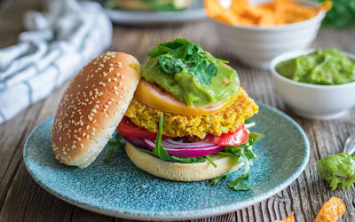Quinoa gluten with guacamole Burger suitable for all audiences