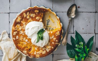 Apricot cobbler with cream cheese. The dessert of the season